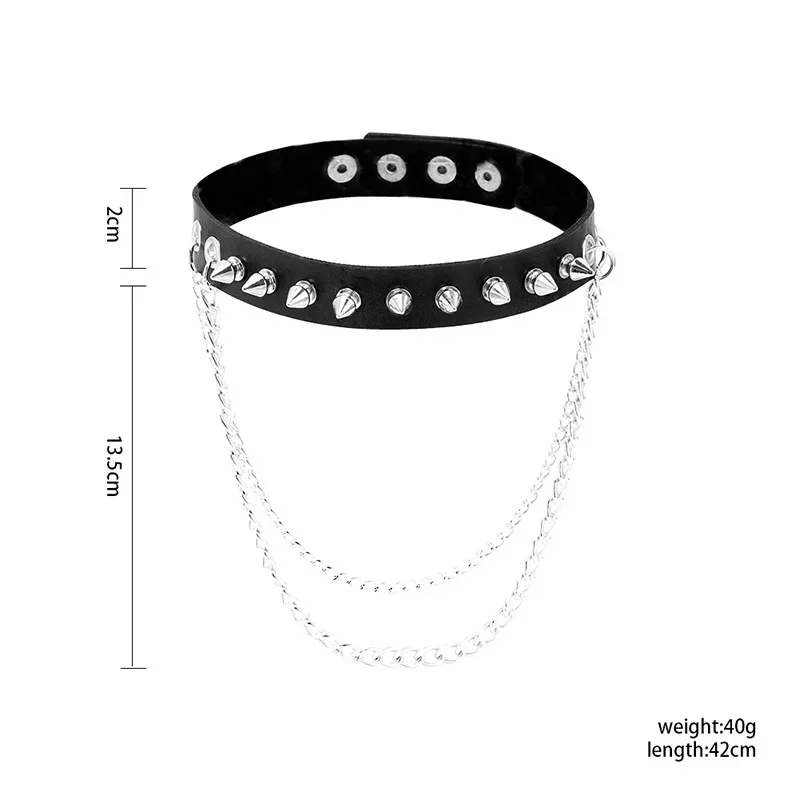 Punk Rivets Harajuku Choker Necklace for Women Punk Hollow Flower Tassel Charm Gothic Hip Hop Clavicle Chain on The Neck Jewelry