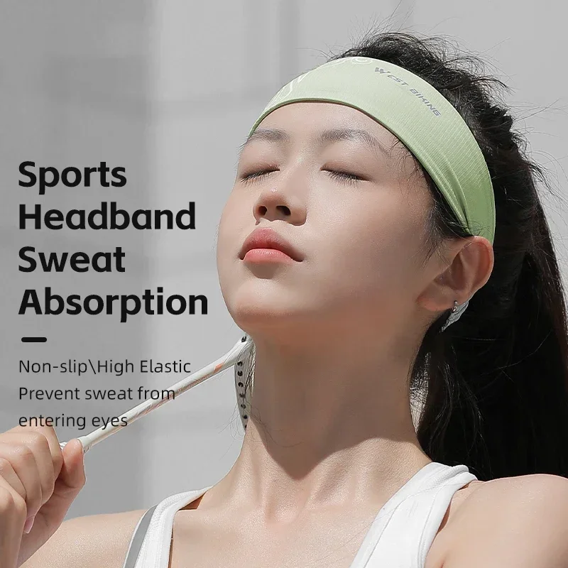 WEST BIKING  Summer Cycling Outdoor Sweatband Widen Moisture Wicking Headband High Elastic Headscarf 6 Colors Couples Sport Gear