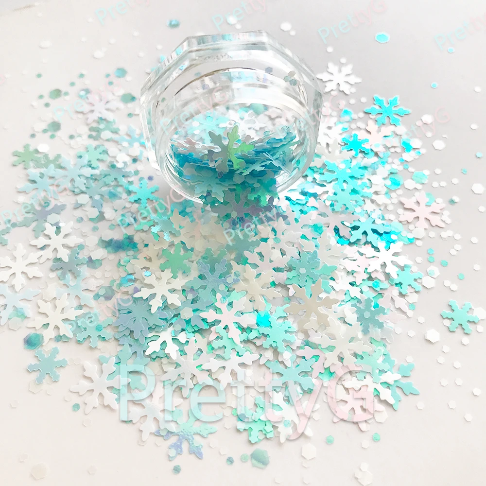 PrettyG 1 Box Winter Snowflakes Season Sequins Spring Summer Fall Winter Glitter for Resin DIY Art Craft Decoration Accessories