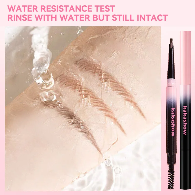 카카쇼 듀얼 헤드 아이브로우 펜슬, 자연스러운 컬러 디스플레이를 위한 브러쉬 헤드 포함, 와일드 아이브로우 메이크업, 워터프루프 및 오래 지속