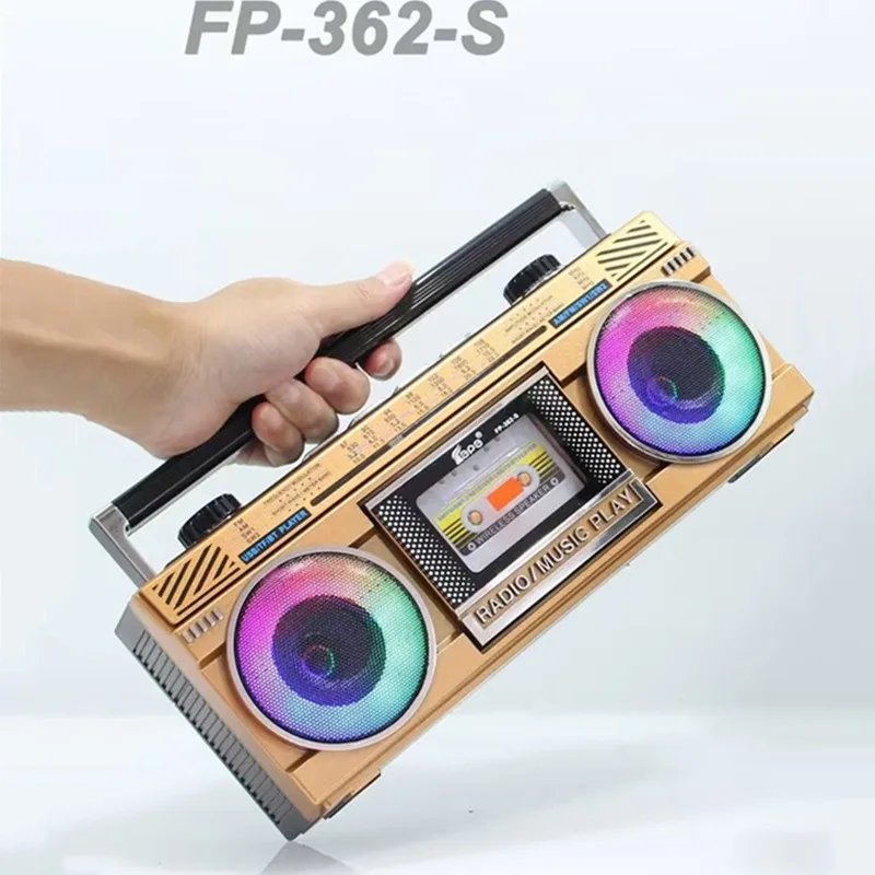 80's Style Multifunctional USB TF Card Radio with FM AM SWQ-2 4 Band Radios Disco Light Retro Portable Outdoor Bluetooth Boombox