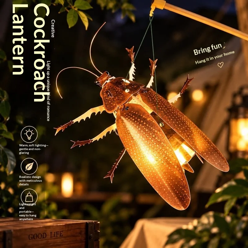 Cockroach Lantern Halloween Christmas Handheld Luminous Lamp Insect Shaped Handmade DIY Material Pack Novelty Toy Kids Fun Gift