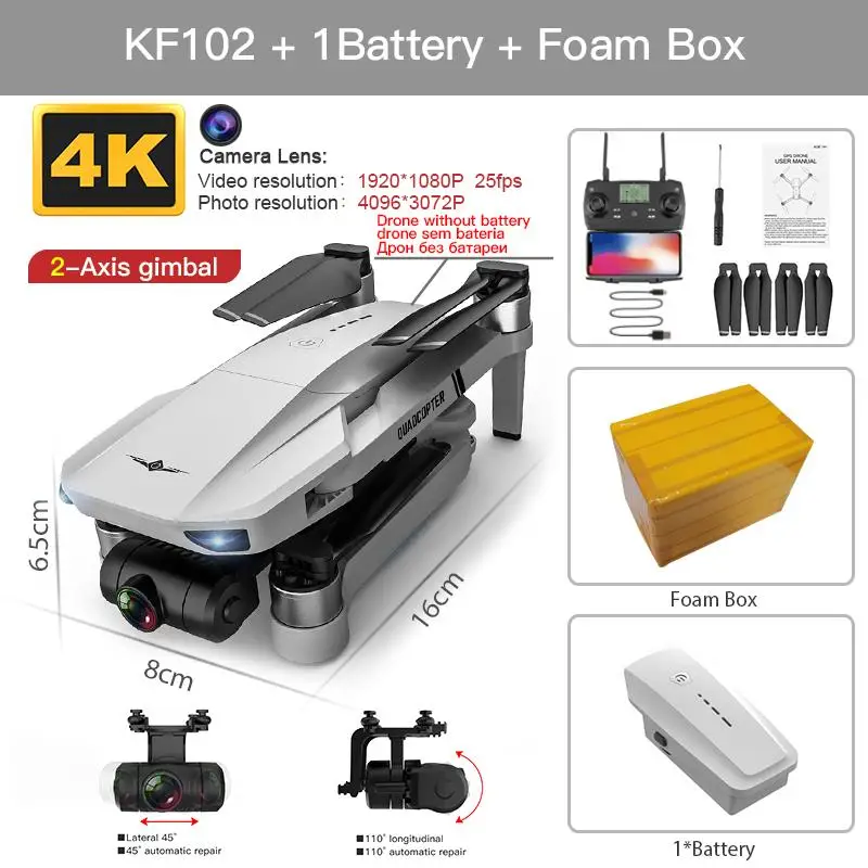 Top KF102 Drone 4K Professional 5G WIFI Mini GPS Dron With Camera FPV Visual Obstacle Avoidance Brushless Motor Quadcopter