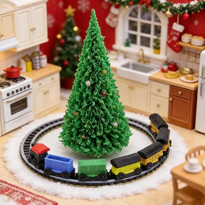 

Miniature Train Track Set For Doll House Scene Decoration with Realistic Detail Educational Toy For Kids Craft Project A2UB