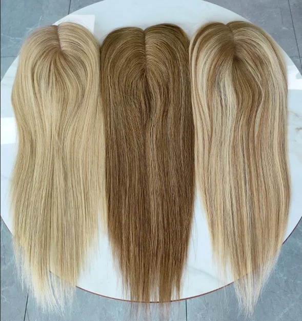 

Summer Natural Soft And Breathable Mono Base Replacement System Ombre Blonde Hair Extensions Human Hair Topper
