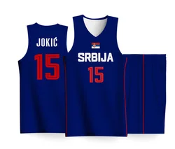 SRBIJA Basketball Sport Jerseys Top  jersey Sewing embroidery High-Quality Outdoor sports NO 15 Nikola Jokic Tshirts  2023 New