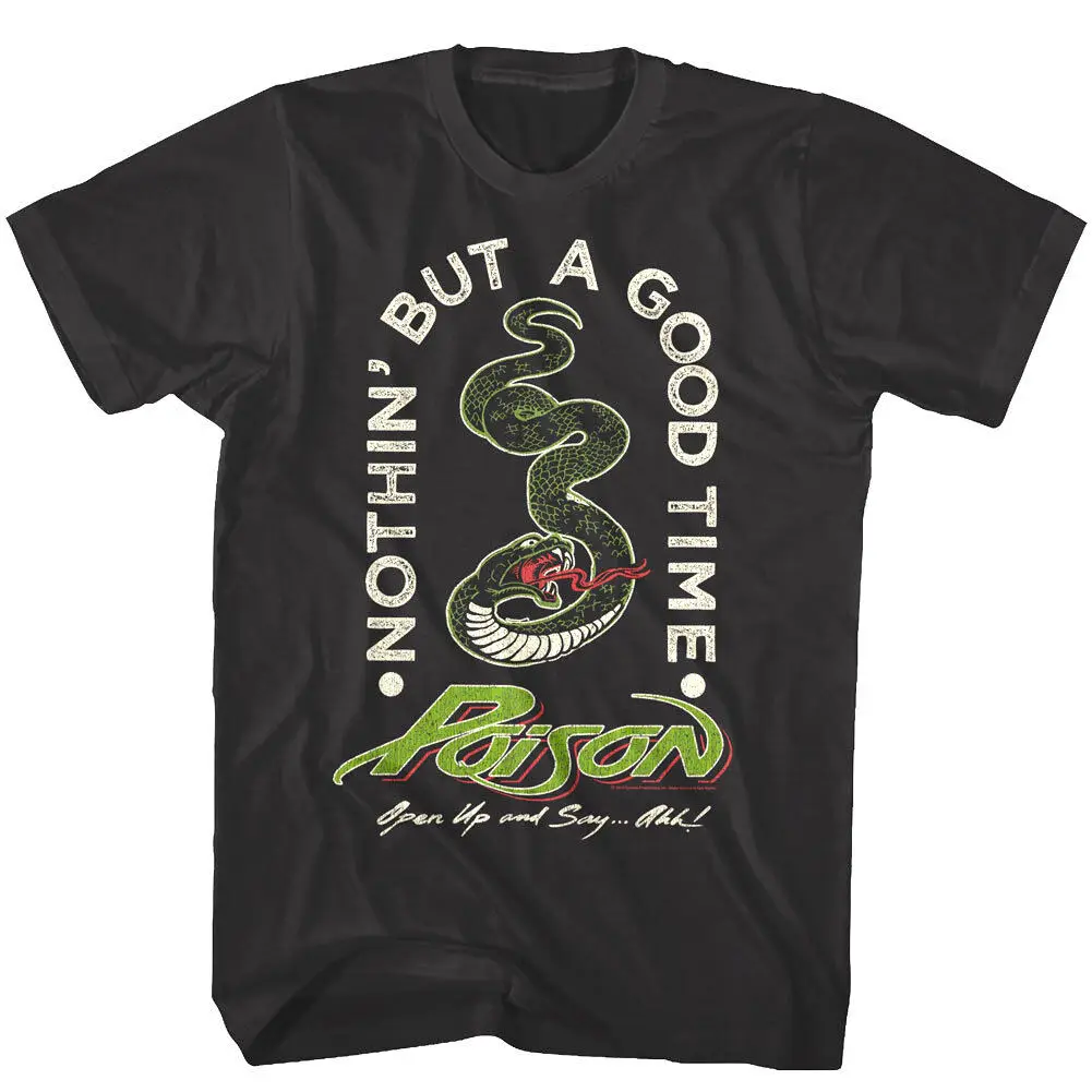 Poison Nothin But A Good Time Snake Men'S T Shirt Open Up Rock Band Concert Tour