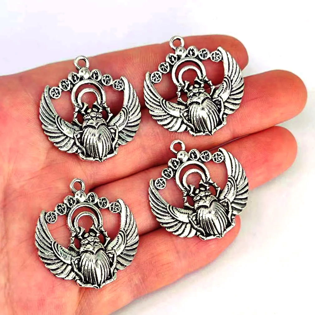 5pcs vintage gothic natural insect scarab charm for DIY earring necklace making jewelry findings