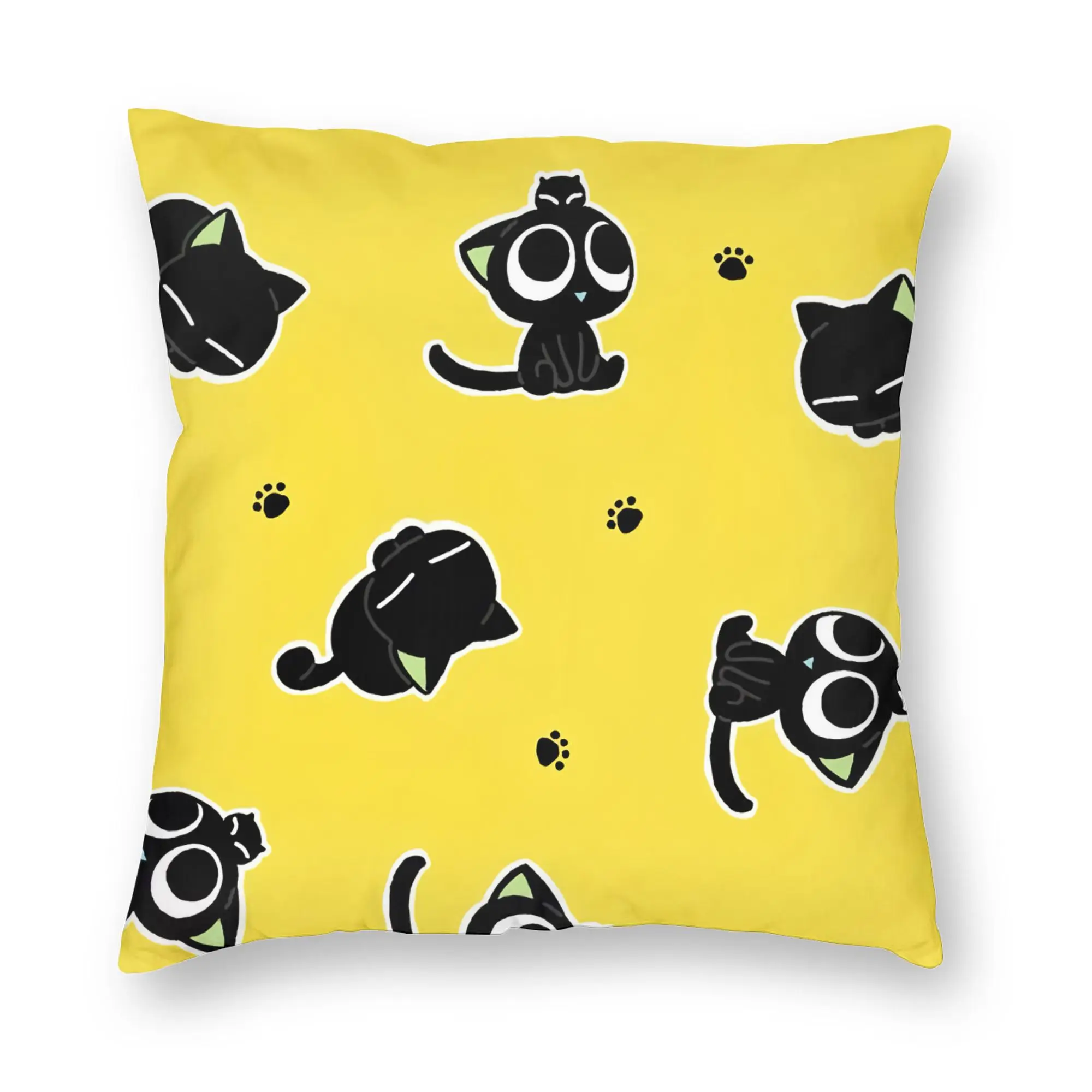 Kawaii Anime LUOXIAOHEIs Pillowcase Double-sided Printing Cushion Cover Decoration Black Cat Pillow Case Cover Home Square 18''