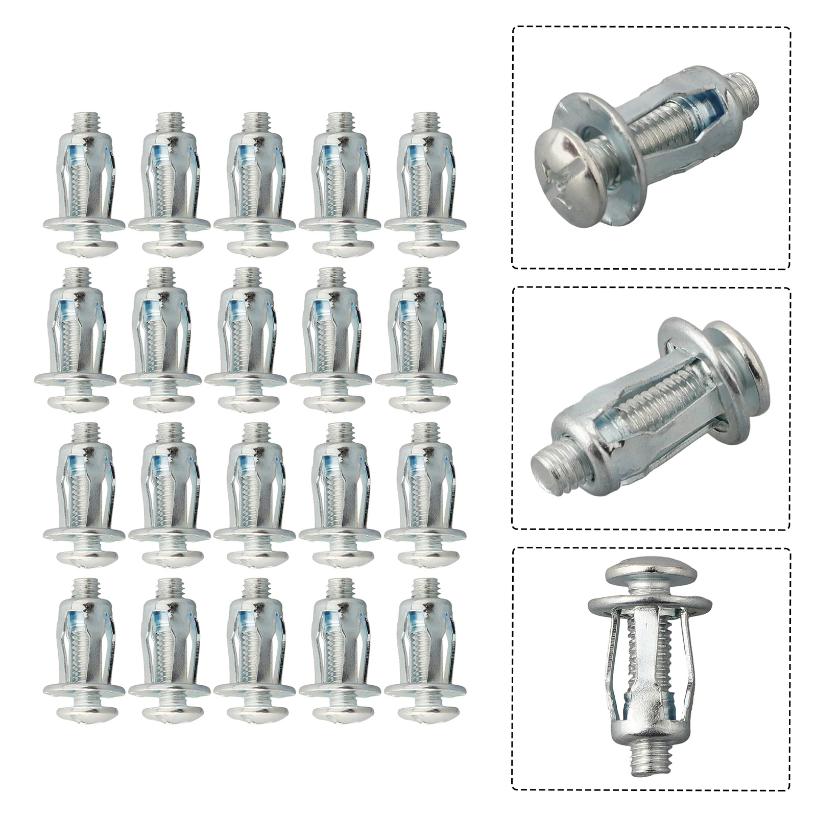 20pcs Expansion Screw Nuts Lantern Shaped Screw Metal Nut Fastener Panel License Iron Sheet Plate Clamp Lock Jack Nuts