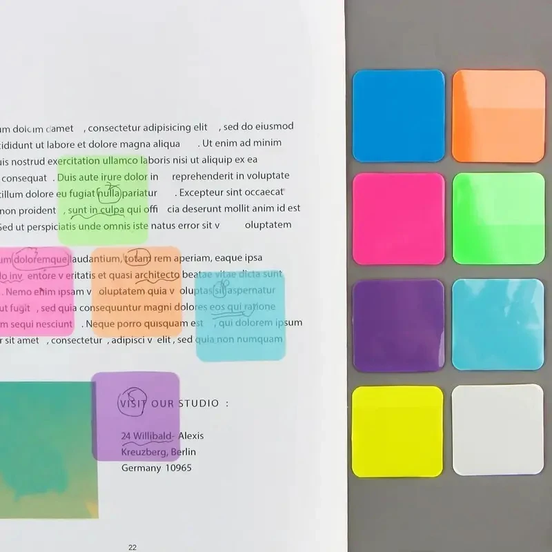 Bloc de Notas Adhesivas de 8 Colores, 1/2/3/4/5/6 Bolsas, Notas Fluorescentes Transparentes, Blocs de Notas Morandi, Material Escolar