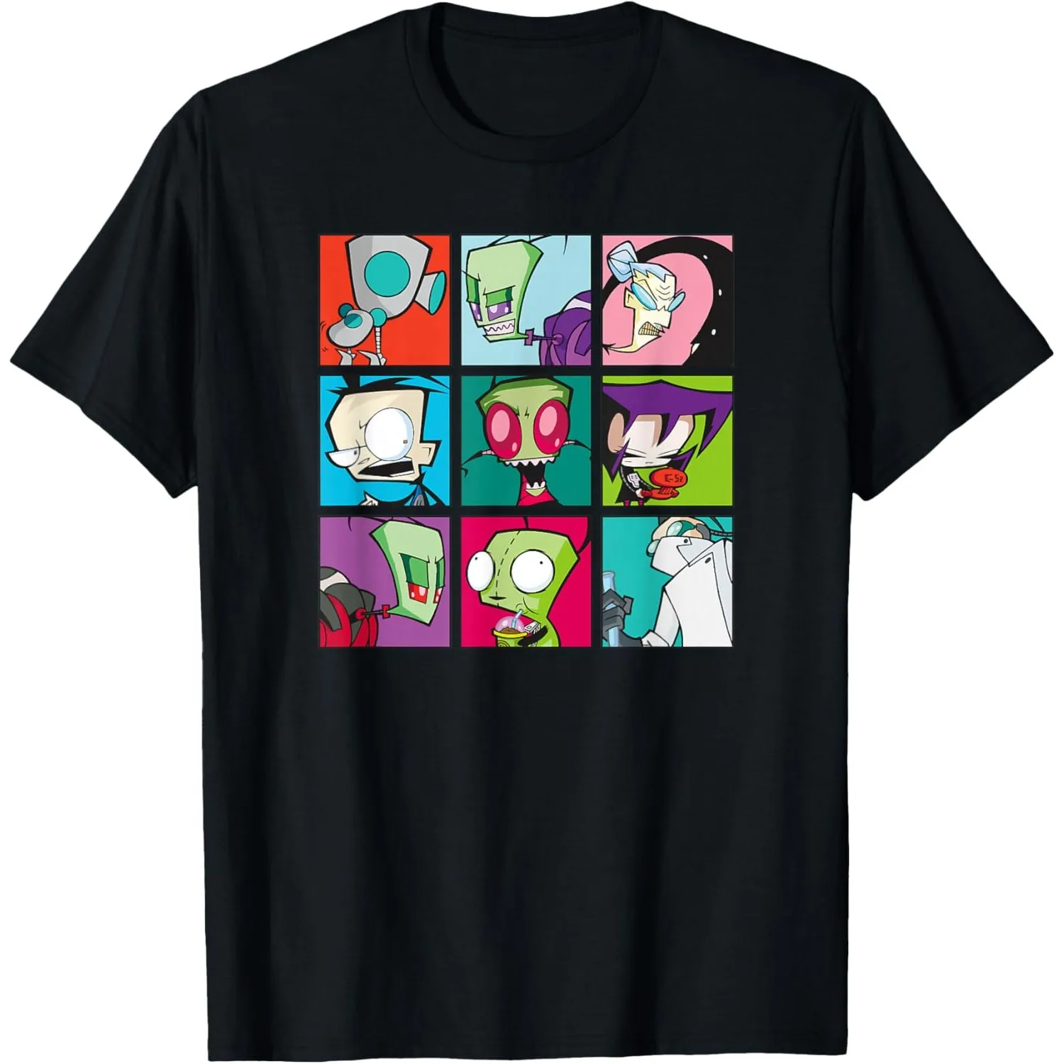 

Invader Zim Characters Grid Graphic Cotton Crew Neck Short Sleeve T-Shirt For Men