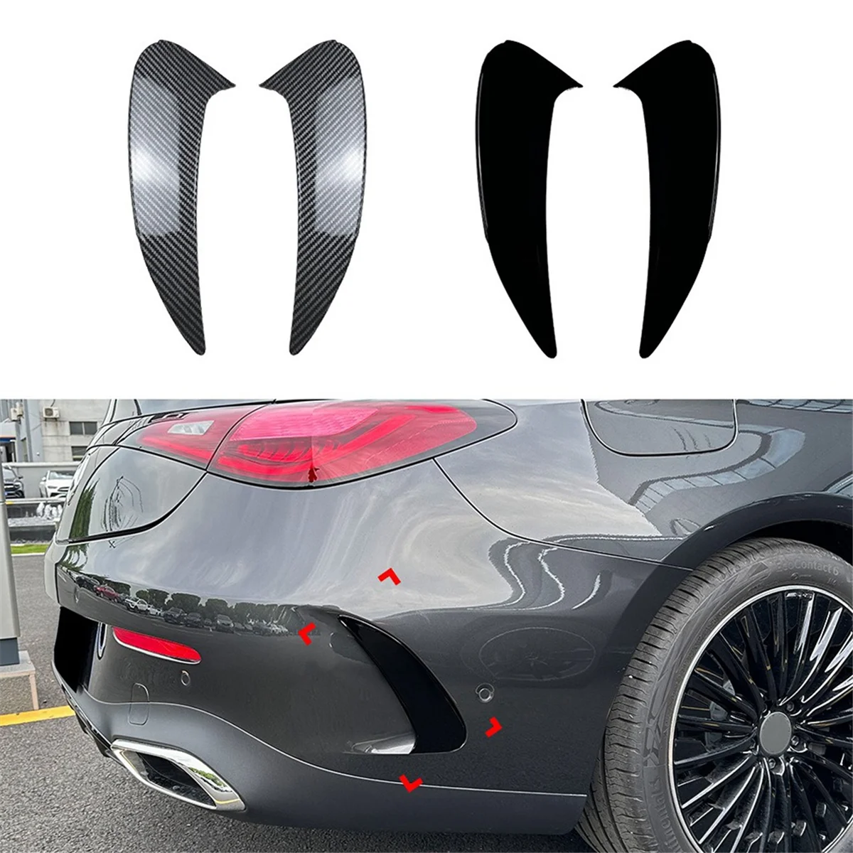 Car Rear Bumper Spoiler Side Wing Canard Trim for Mercedes-Benz CLE Coupe C236 2024+ AMG Gloss Black