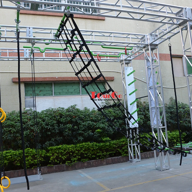 

Outdoor American Kids Ninja Warrior Obstacle Rope to Cargo Net