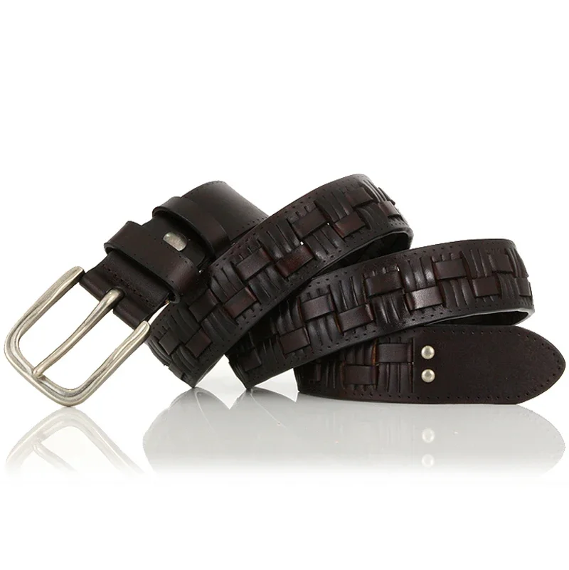 Genuine leather braided belt man Fashion male belts luxury design waist strap male Quality first layer cow skin belt for jeans