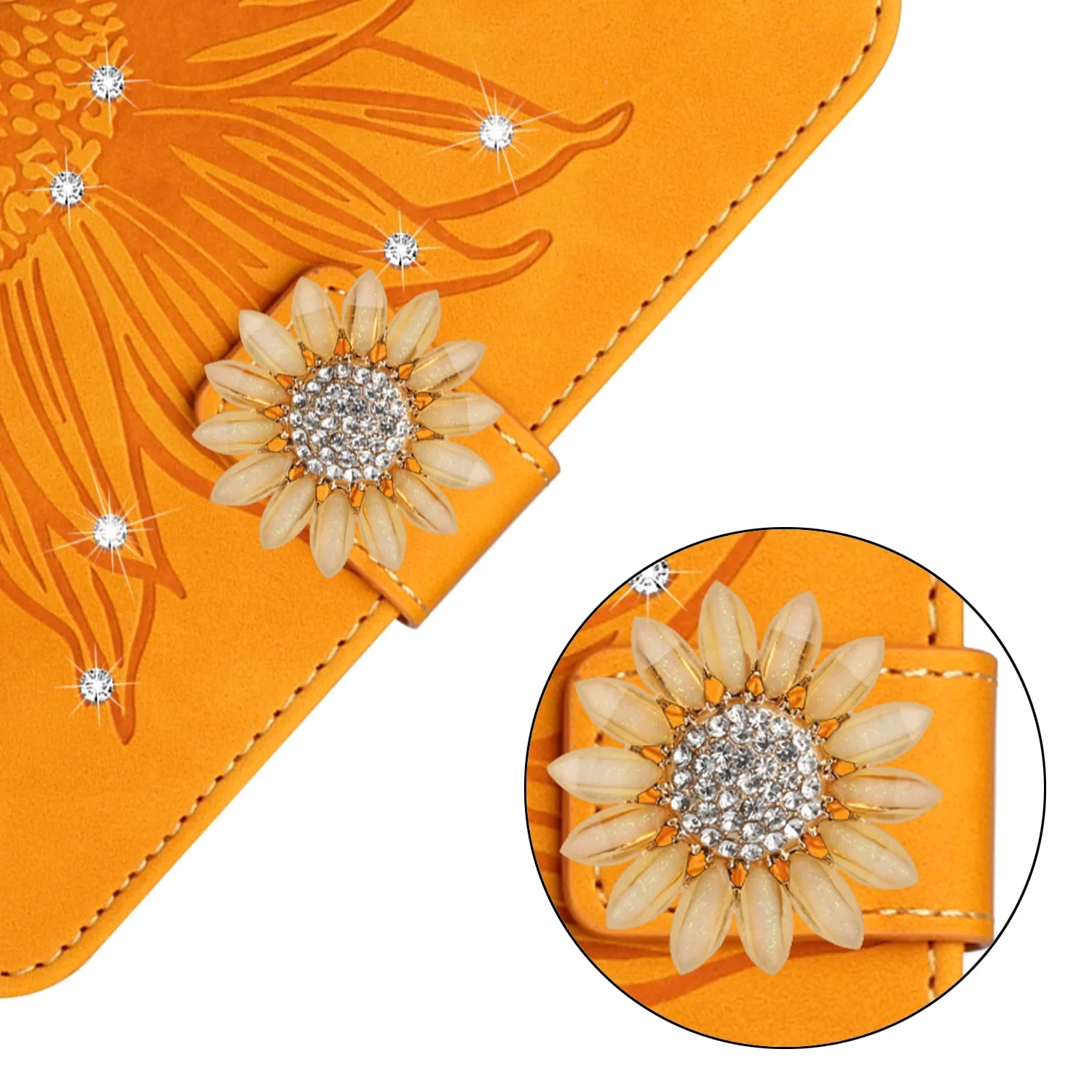 S25 S24 S23 Glitter Phone Case for Samsung Galaxy A56 A36 A26 A16 A06 A55 A35 A25 A15 Cases Sunflower Leather Wallet Flip Cover