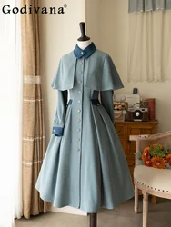 2024 Autumn Winter New Elegant Vintage Lolita Long Dress Women Slim-Fit Fashion Black A-line Dress Office Ladies Y2k Dresses