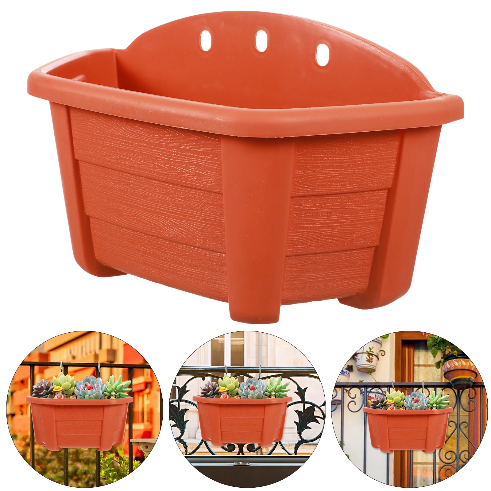 

1 set Semi Circular Flower Pot Wall Hanging Flower Bucket Heavy Duty Plant Holder Rust Resistant Space Saving for Bonsai