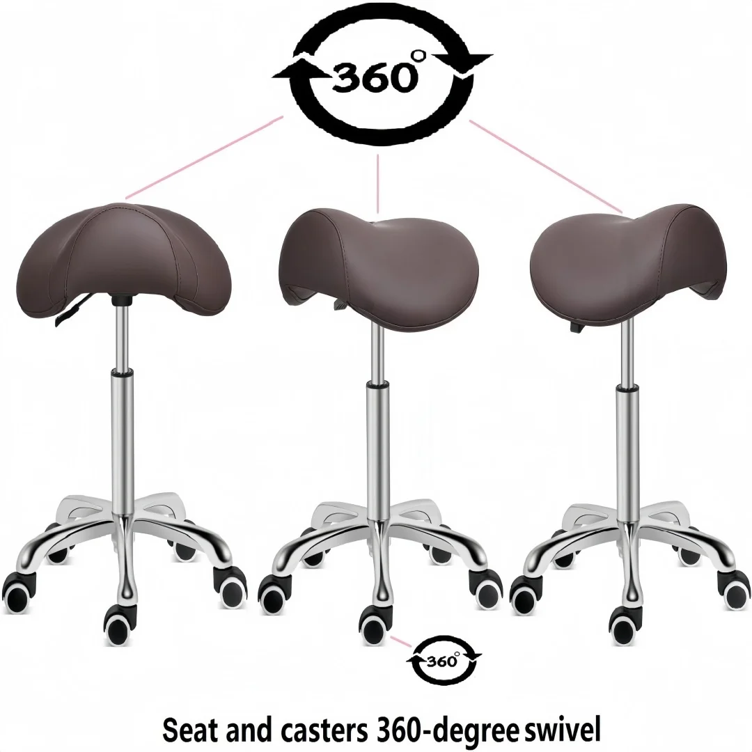 Saddle Stool Rolling Swivel Height Adjustable With Wheel Heavy Duty Ergonomic Stool Chair For Hair Salon Lab Clinic Dental Home