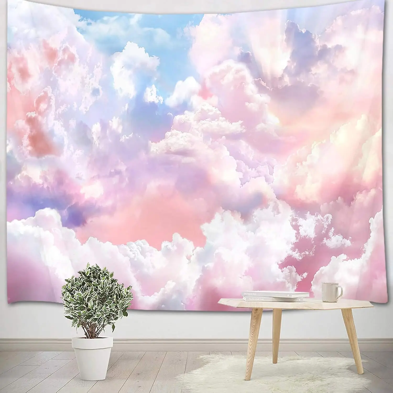 

Pink Cloud Tapestry Colorful Abstract Clouds Natural Landscape Tapestries Wall Hanging for Bedroom Living Room Teen Dorm Decor