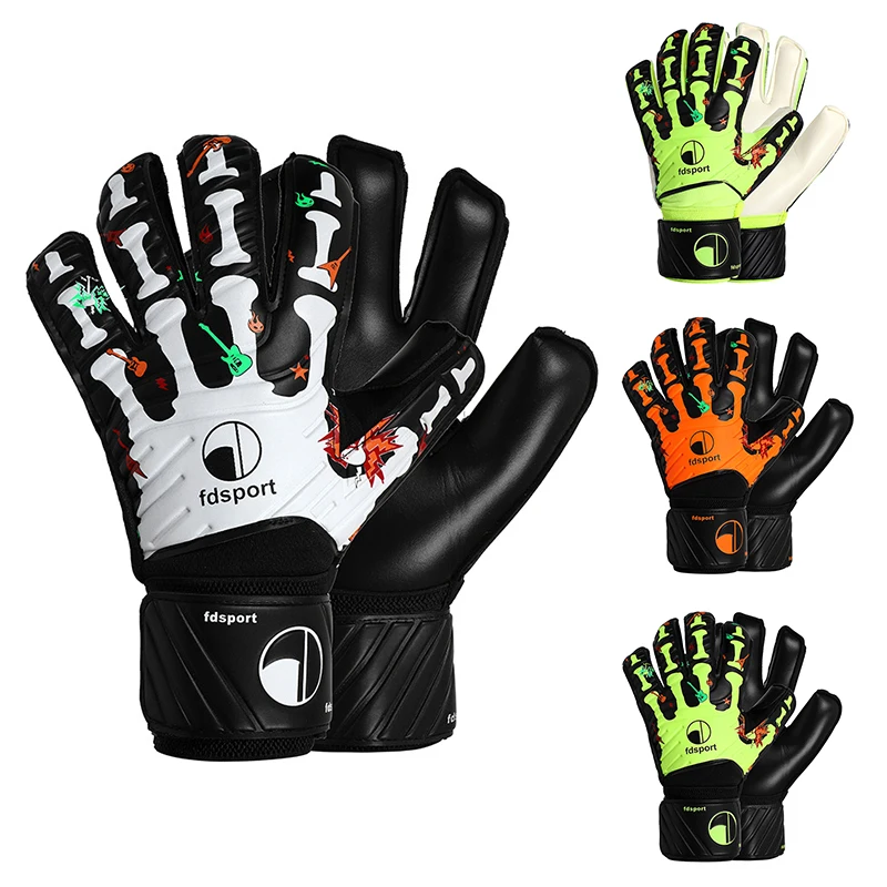 

Skull Print Fingersave Latex Goalie Gloves for Kids Adults Soccer Football Breathable Non-Slip Palm Protection Training Gear Set