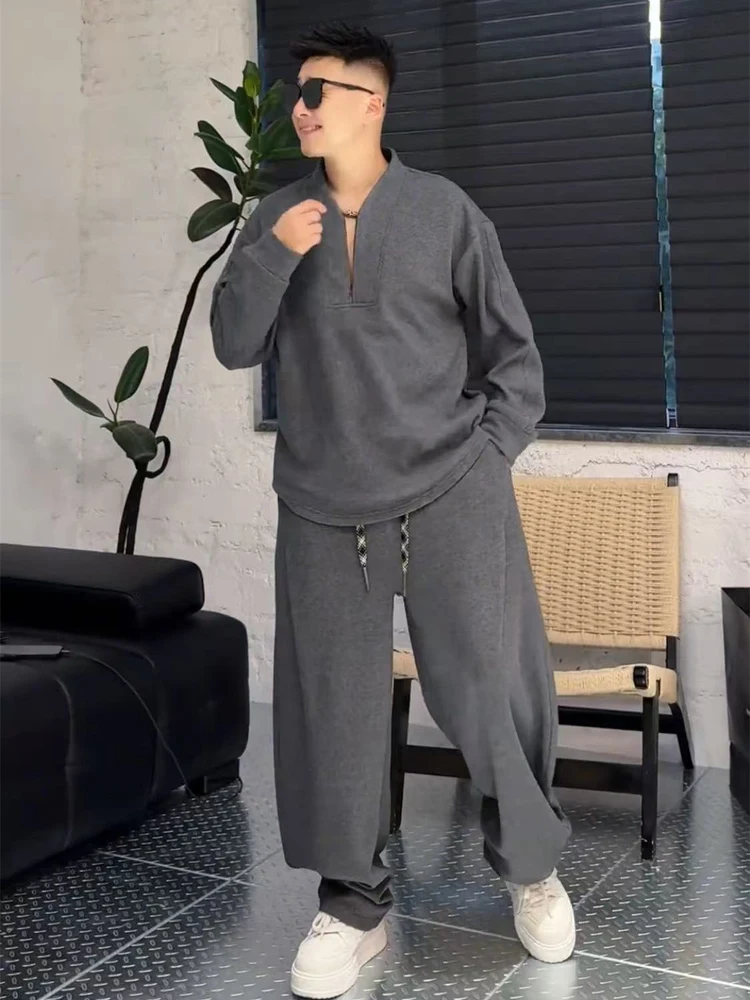 

Мужской модный спортивный костюм Cloud Fluff: толстовка на молнии с длинным рукавом и удобные брюки, универсальный комплект из двух предметов