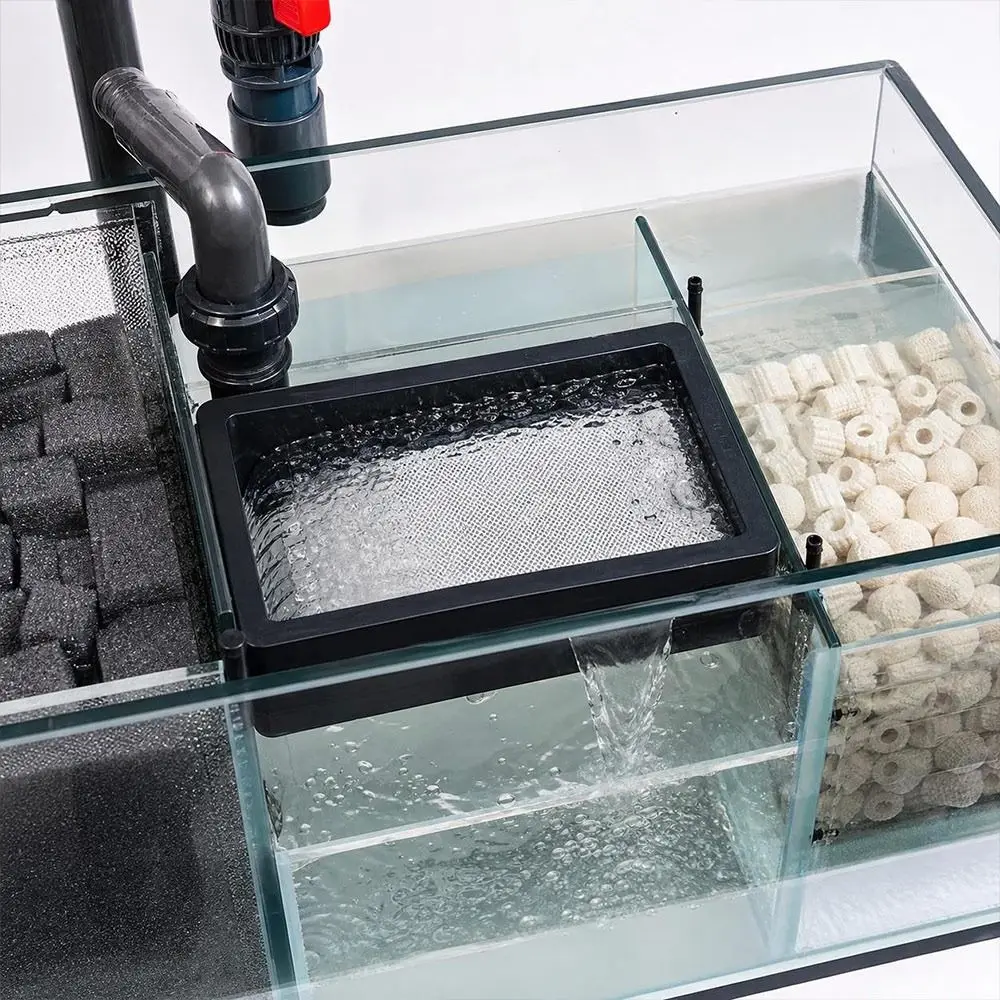PVC Aquarium Filter Screen Nylon Mesh Washable Fish Tank Filter Tray Inclined Filter Surface Reusable Filter Mesh Box