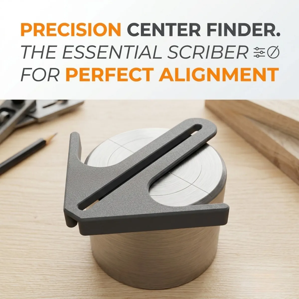 Precision center positioning, finding center point marking tool, woodworking marking gauge