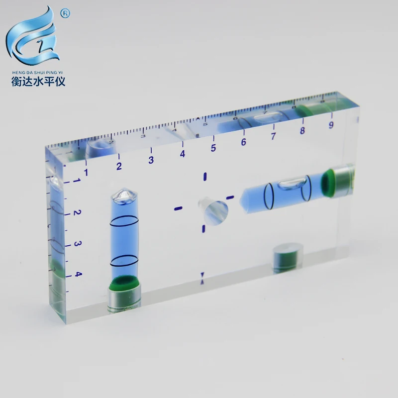 Volltransparente T-Typ-Wasserwaage, integrierte kleine Mini-Horizontal-Wasserwaage, Größe 95 x 51 x 13 mm