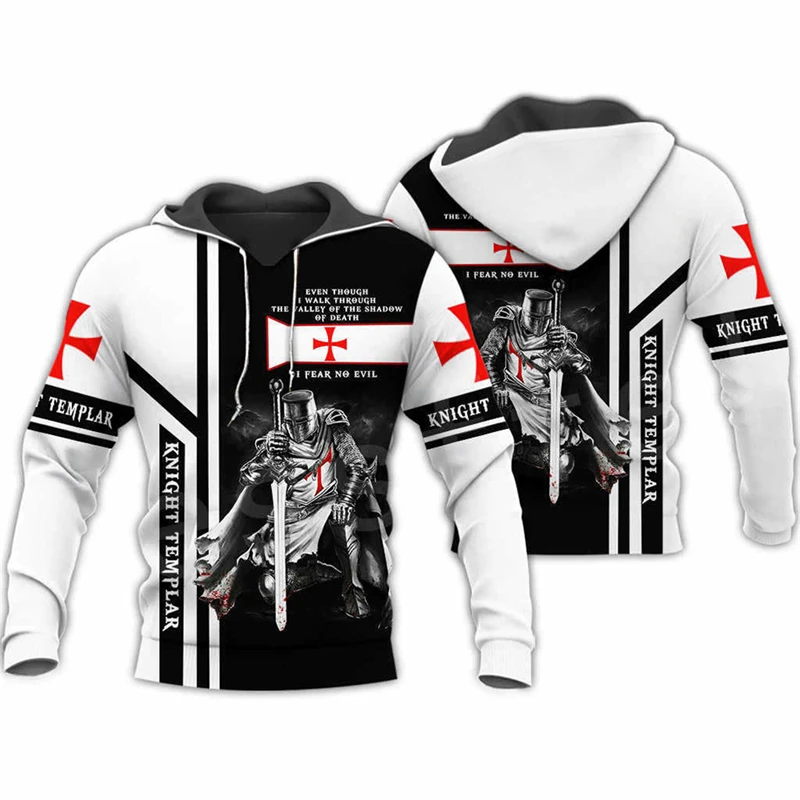 

3D Print Vintage Knight Pattern Men's Hoodies Fashion Casual Comfortable Long Sleeve Tops Autumn Winter Hooded Pullover For Male