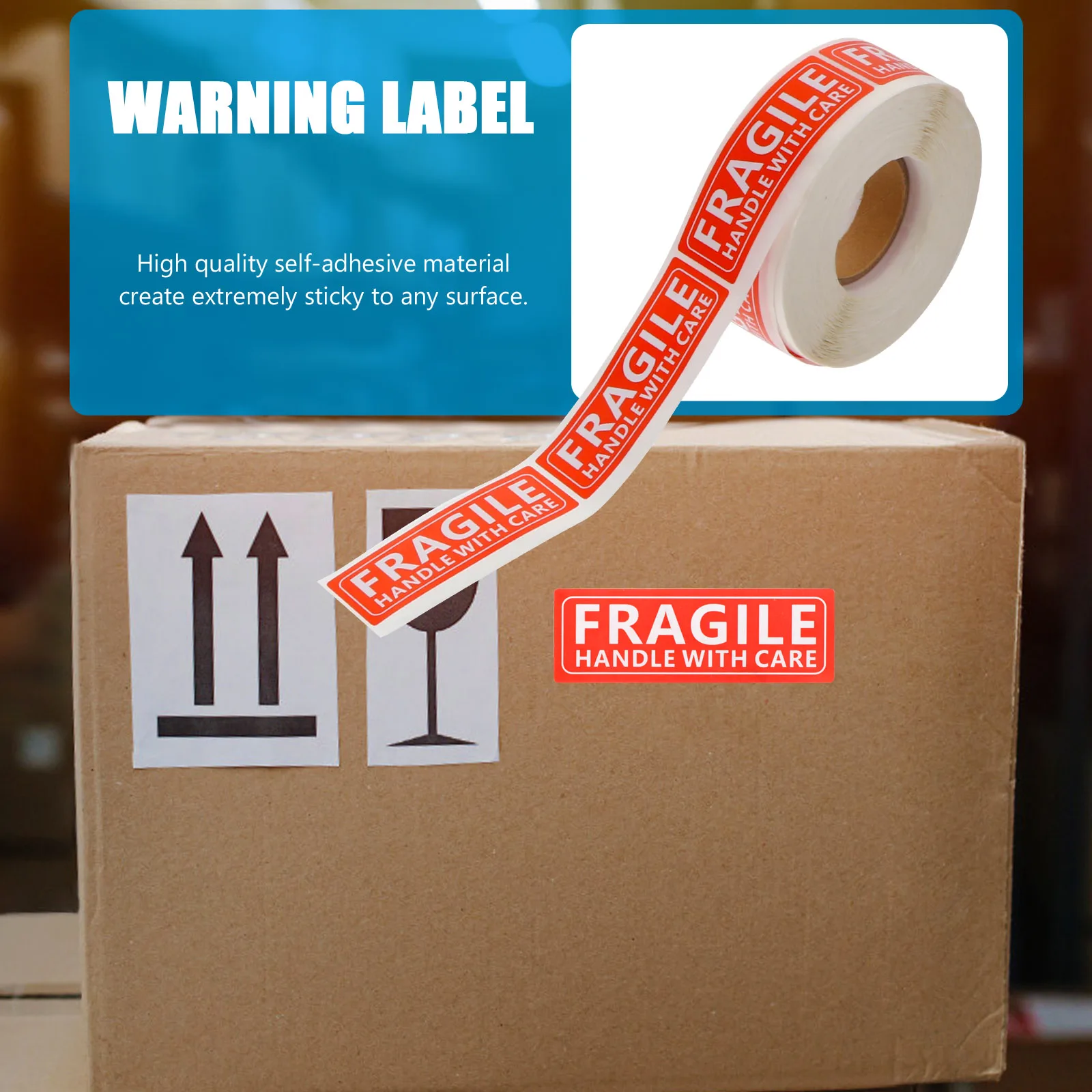 

Handle With Care Warning Stickers Packaging Label Red White Easy Stick For Cartons Drums Pallets Fragile Adhesive Paper