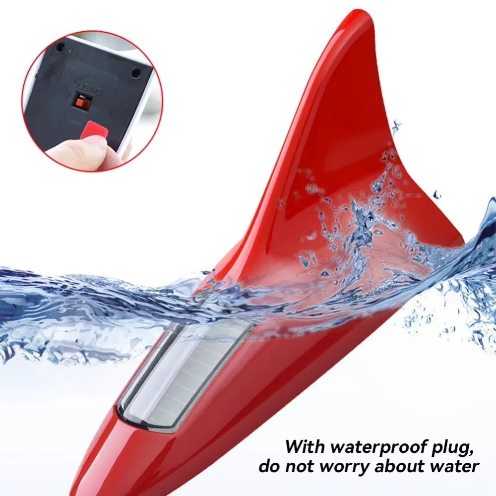 Solar Energy Charging Car Shark Fin Antenna 8 Light Effects 4 Light Colors LED Warning Light Energy Saving Strobe Flash Mode