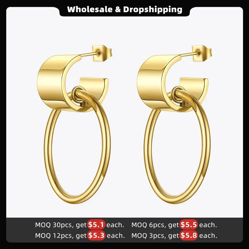 ENFASHION Curved C Shape Circle Drop Earrings For Women Gold Color Stainless Steel Earings Fashion Jewelry 2020 Brincos E201179