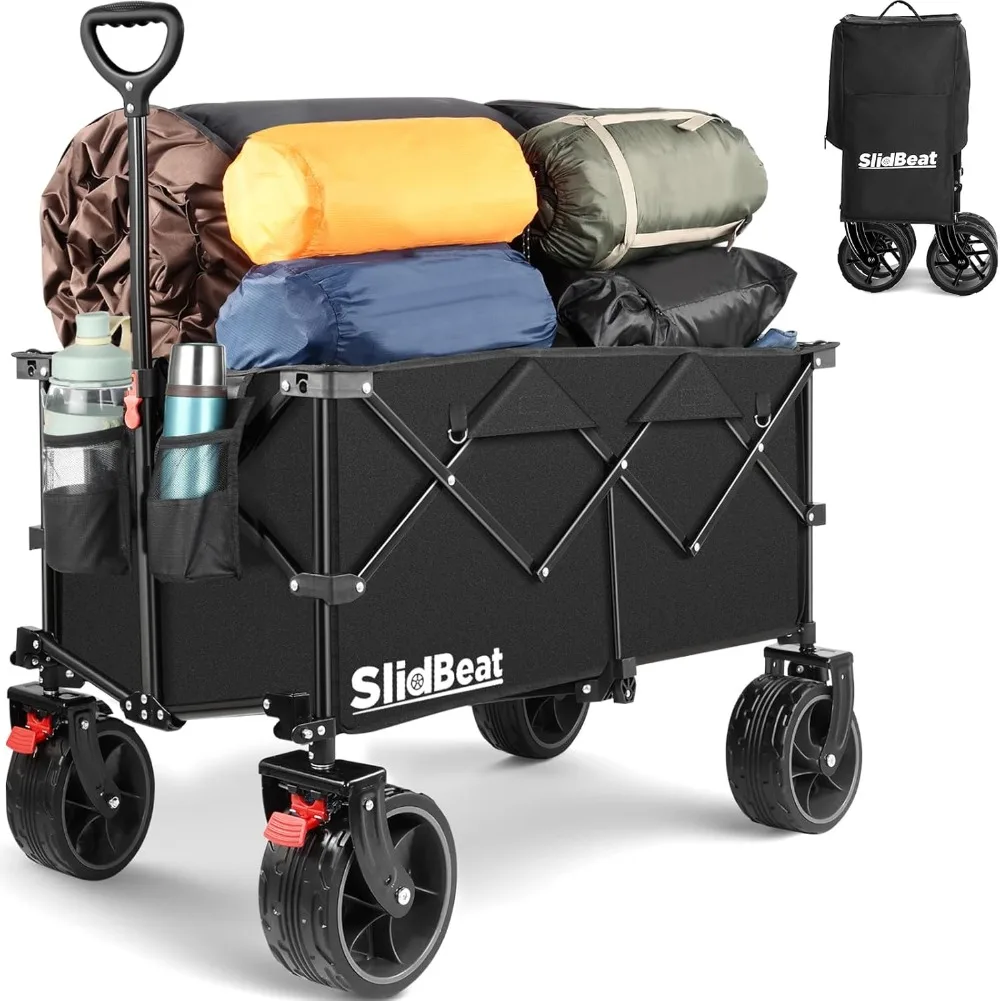 

Garden cart with Wheels,Heavy Duty Utility Foldable Cart,All-Terrain Wheel & Drink Holders Portable Grocery Carts for Garden