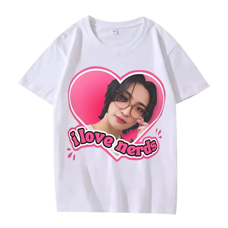 

Kpop Ateez Seonghwa I Love Nerds T Shirt Men Women Oversized 100% Cotton Hot Sale Short Sleeve Summer Top Unisex Plus Size Tops