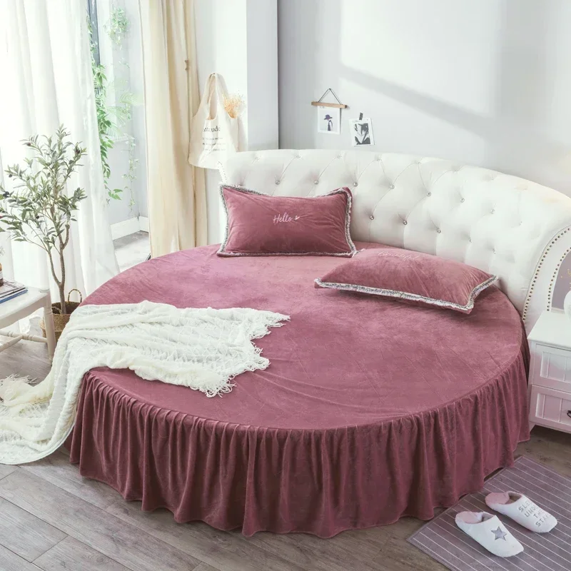 Coral velvet round bed simple color velvet round sheet diameter 200cm-220cm flannel sheet without pillowcase winter