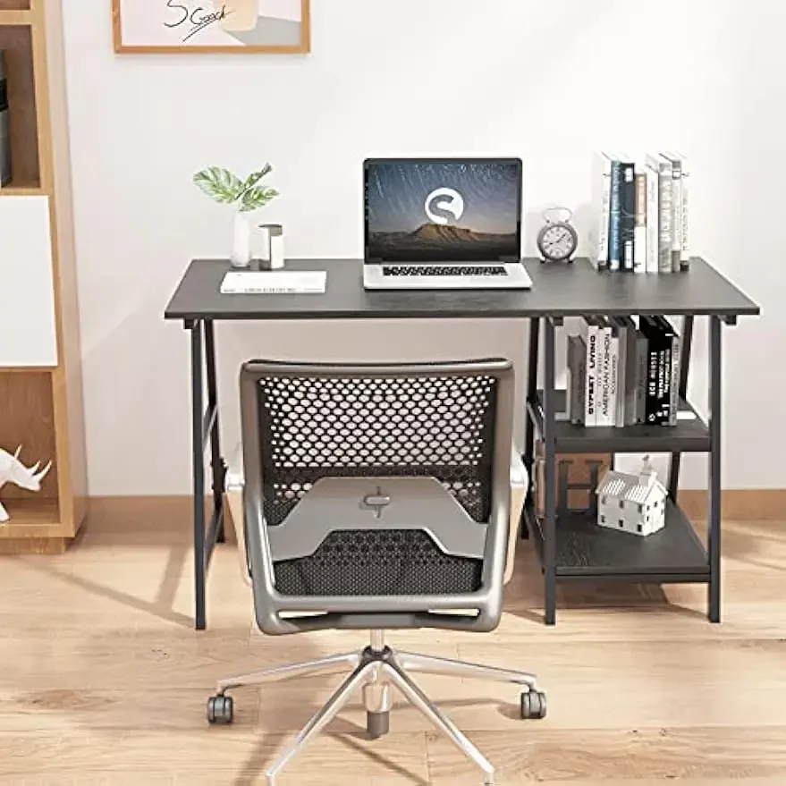 Computer Desk 47inches PC Desk Office Desk with Shelf Workstation for Home Office Use Writing Table,Black