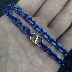 New Pure Titanium Ice Crystal Blue 7mm Titanium Angle Chain Lightweight Anti Allergic Trend Hip-hop Versatile Accessories Unisex