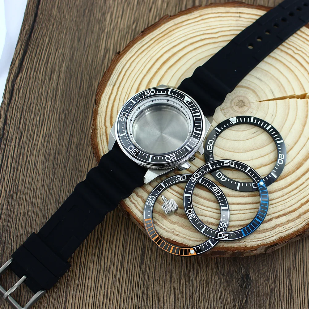 

Diving 43mm NH35 Case For NH34 NH35 NH36 NH38 NH Series Movement Sapphire Glass Watch Case Rubber Strap King Samurai watch parts