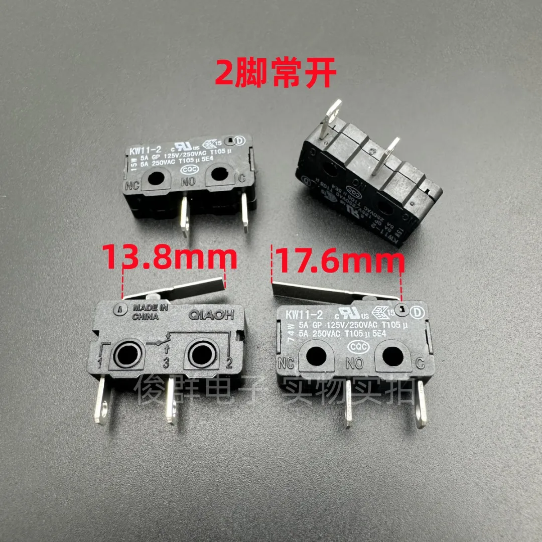 20 قطعة/KW11-2 مفتاح صغير 2 دبوس مفتوح عادة مع مقبض زر إعادة ضبط حد السفر 5A