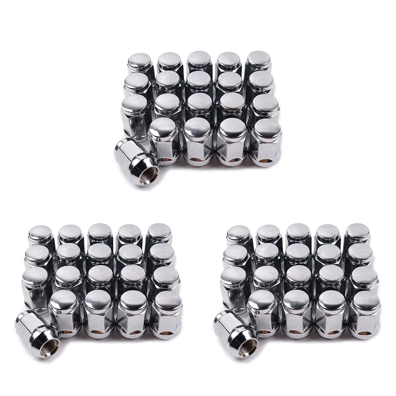 60Pcs 14X1.5 Lug Nuts - 19Mm Lug Nut 1.38 Inch Tall 3/4 Inch Hex Chrome Lug Nuts, For 1999-2021 Chevy Silverado 1500