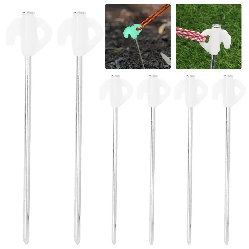 Luminous Tent Pegs Glow in Dark Heavy Duty Galvanized Steel Stakes Anti Rust Ground Nails Hook Outdoor Camping Tent Accessories