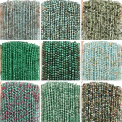 2 3 4mm Green Tiny Stone Beads Faceted African Emerald Turquoise Indian Agate Loose Spacer Bead Diy Bracelet Jewelry Making 15''