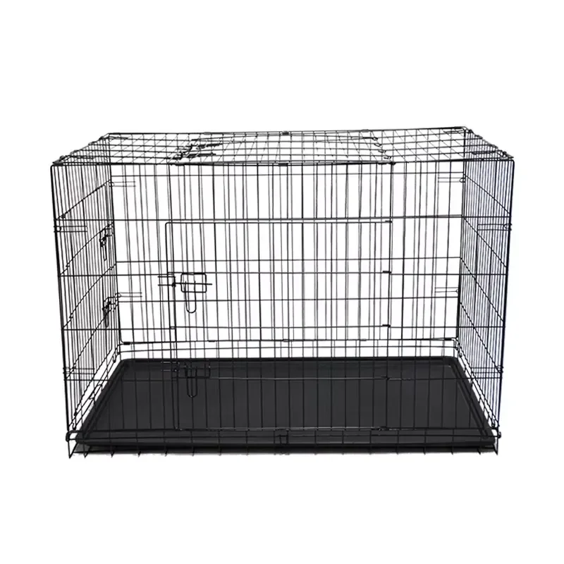 for High Quality Durable Iron Pet Cage with Plastic Tray Simple Design Suitable  Dogs Cats and Chickens