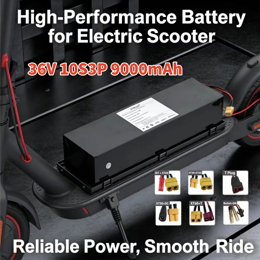 

9000mAh 18650 rechargeable lithium-ion battery 10S3P 36V 500W built-in BMS Suitable for KUGOO S1, S2, S3 Electric Scooters