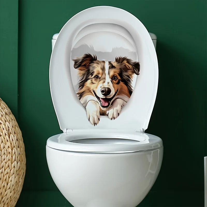 

Cute Dog Toilet Stickers Diy Self-Adhesive Toilet Lid Decals For Bathroom Restroom Fashion Waterproof WC Decorations M771