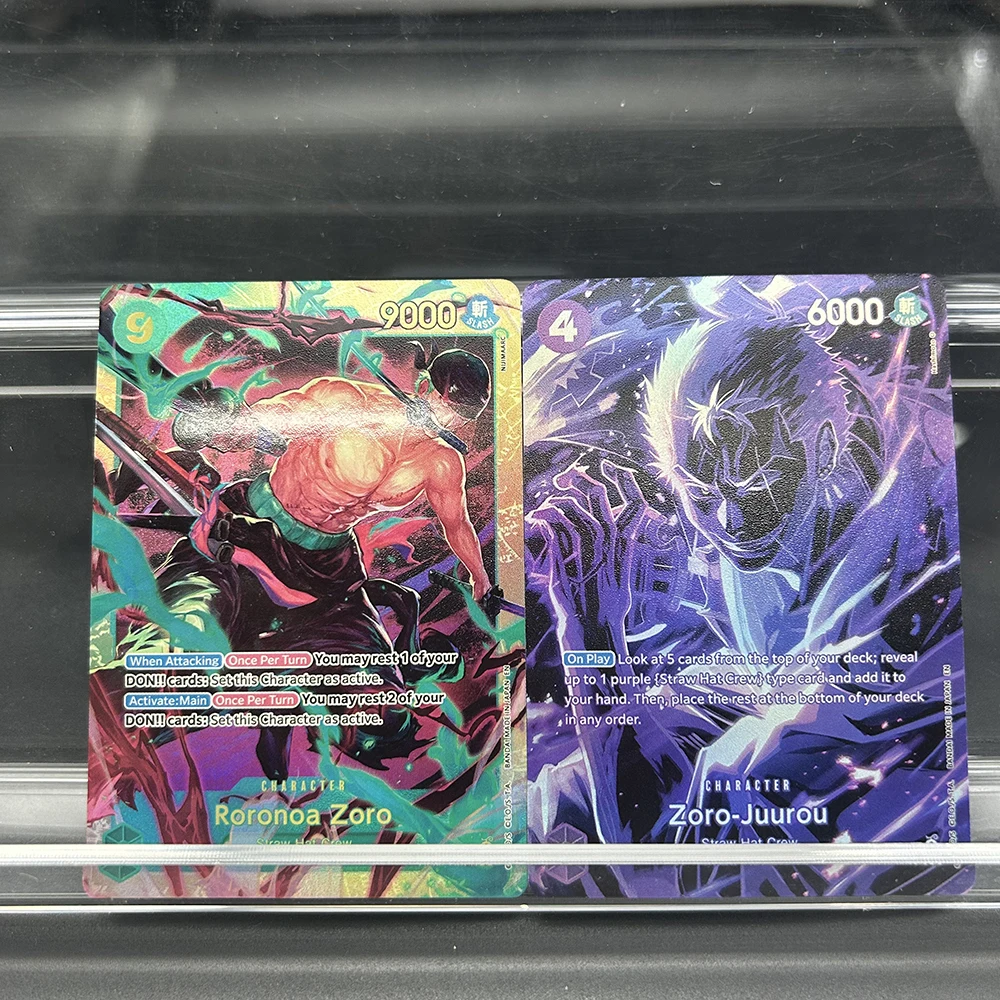 

Коллекционные карточки Anime OPCG Proxy: Ророноа Зоро (Zoro-Juurou) OP06-118, OP05-065. Специальные холографические редкие коллекционные карточки с арт-дизайном. Подарок.