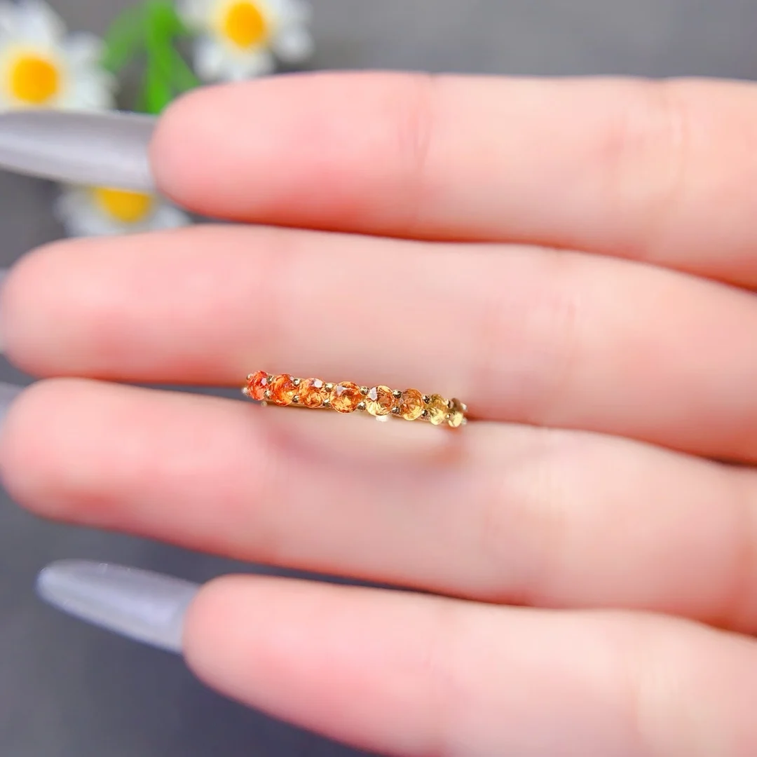 

925 Sterling Silver 2.5mm Naural Yellow Sapphire Round Stone Fine Fashion Design Charm Jewelry for Woman
