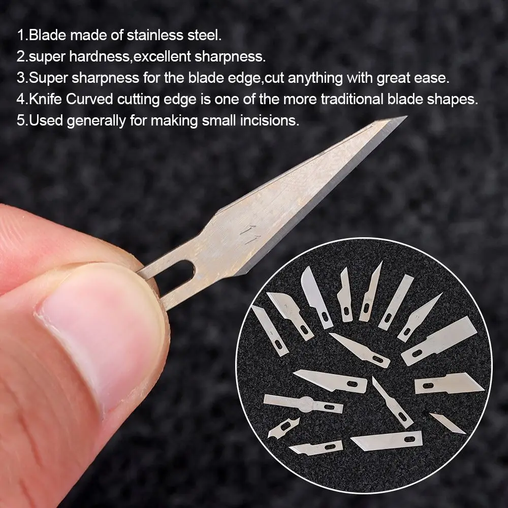 5pcs/set Accessories Engraving Non-Slip 10pcs Blades Cutter Scalpel Knife Parts Craft Knives PCB Repair