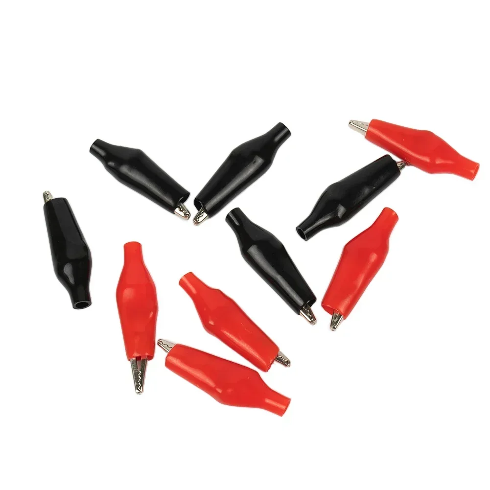 

10pcs 28MM Metal Alligator Clip Insulated Crocodile Electrical Clamp Testing Probe Meter Black Red Plastic Boot Car Auto Battery